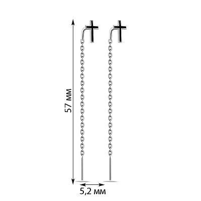 Срібні сережки-протяжки з чорною емаллю (арт. 7502/1026ечсю)
