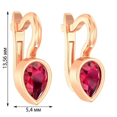 Дитячі золоті сережки з червоним фіанітом (арт. 110499к)