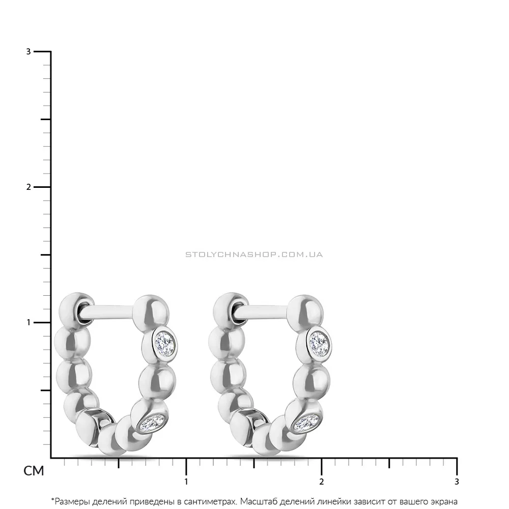 Срібні сережки-кільця з фіанітами  (арт. 7502/4627/15) - 2 - цена