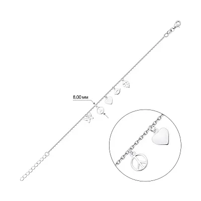 Браслет зі срібла з підвісками  (арт. 7509/3494)