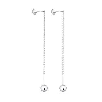 Довгі сережки зі срібла з кульками (арт. 7518/6449)