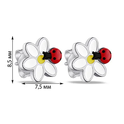 Дитячі срібні сережки-пусети з емаллю (арт. 7518/6798ебк)