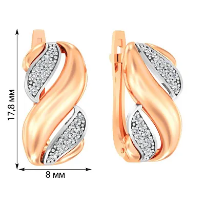 Сережки з червоного золота з фіанітами  (арт. 111188)