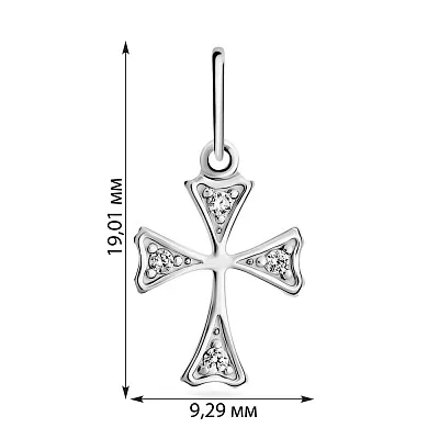 Підвіска-хрестик з білого золота з фіанітами (арт. 440456б)