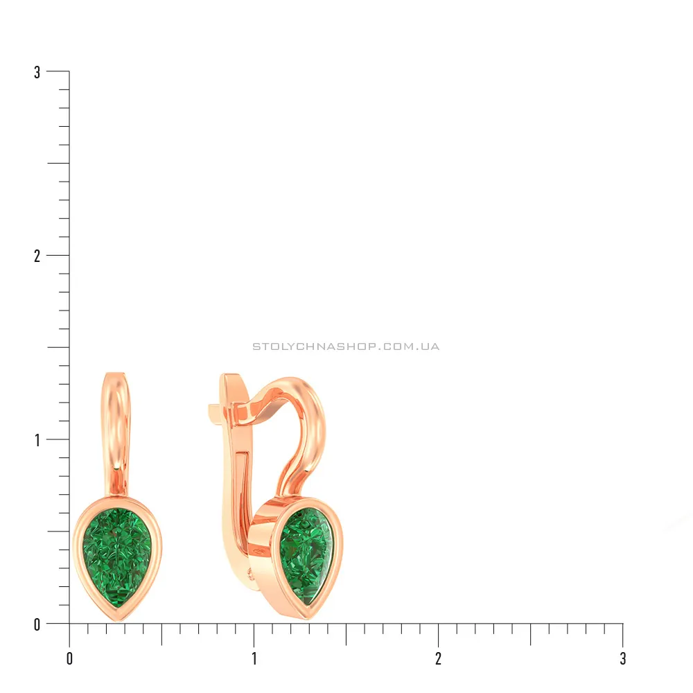 Детские золотые серьги с зеленым фианитом (арт. 110499з)