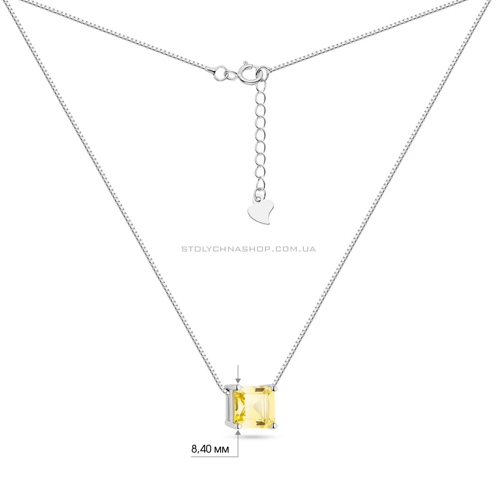 Серебряное колье с желтым альпинитом  (арт. 7507/1447аж) - 3 - цена