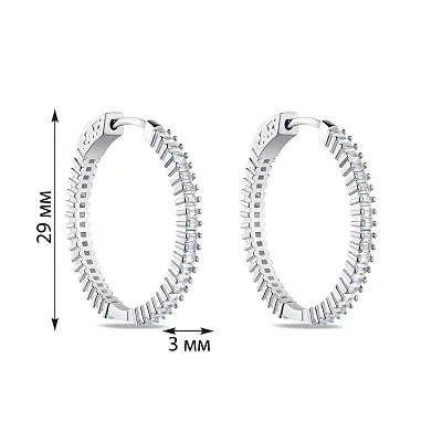 Сережки-кільця срібні з доріжками з фіанітів  (арт. 7502/4738/30)