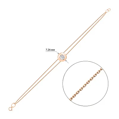 Женский браслет из красного золота с фианитом (арт. 323241)