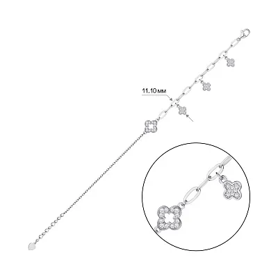 Браслет зі срібла з підвісками і з фіанітами  (арт. 7509/3592)