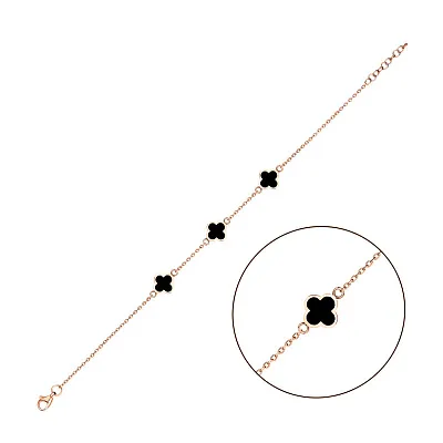 Браслет "Клевер" з червоного золота з емаллю (арт. 324175еч)