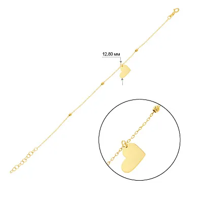 Браслет золотий «Серце»  (арт. 324883жП1)