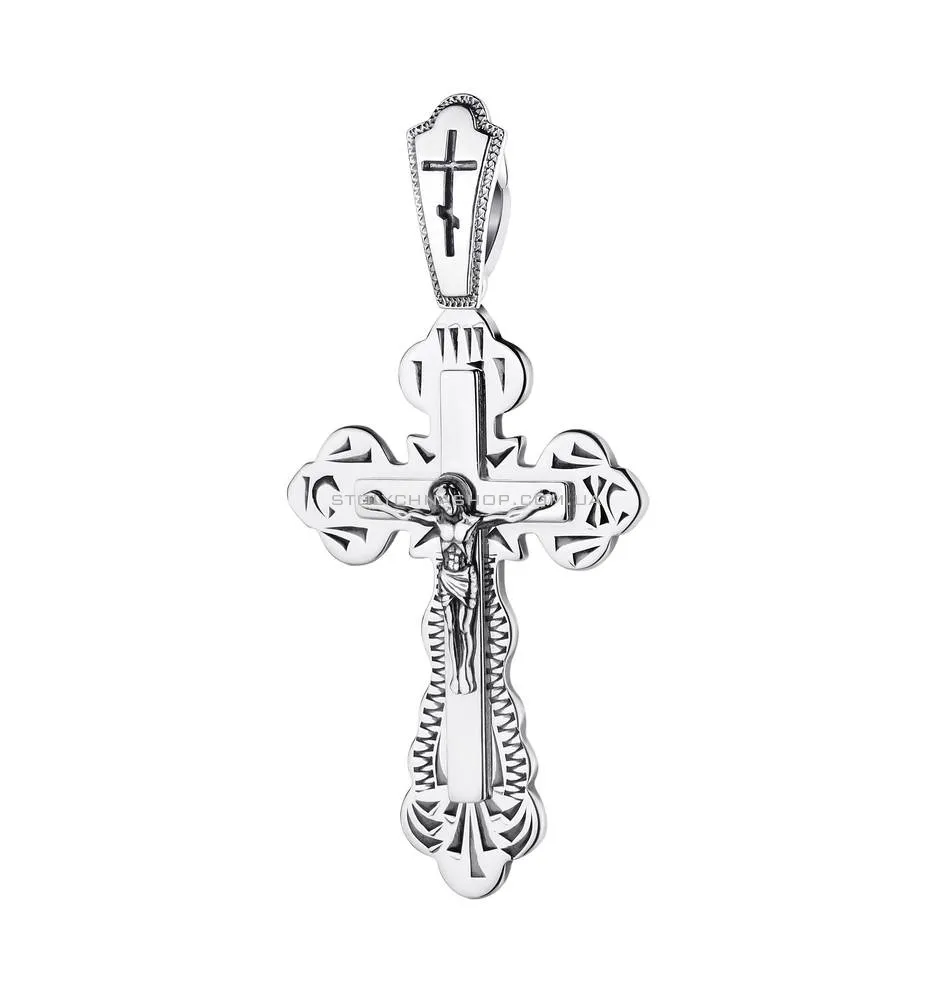 Серебряный крестик "Распятие" с чернением (арт. 7904/3147-МЧин.и)