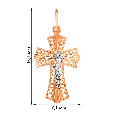 Хрестик з червоного золота «Мереживо Божої ласки» (арт. 501539)