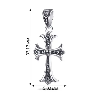Срібна підвіска-хрестик з марказитами (арт. 7403/2873мрк)