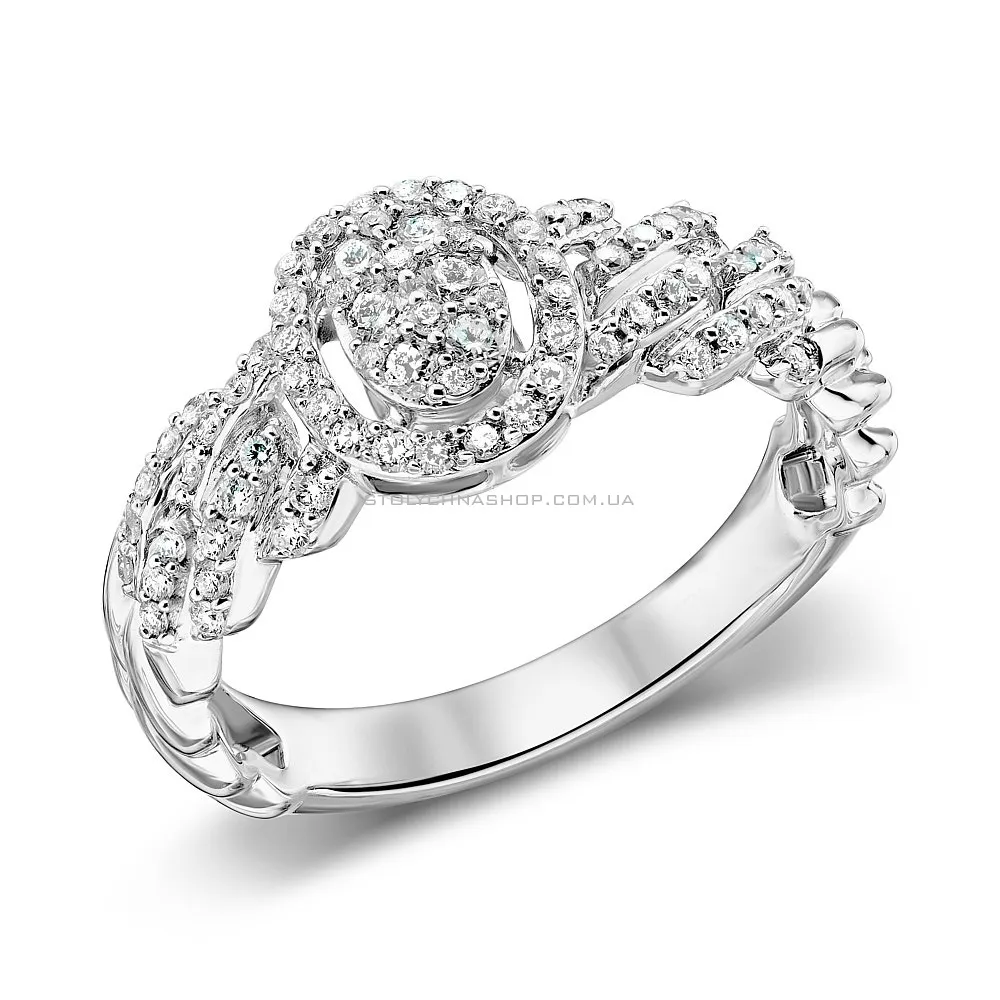 Массивное кольцо из белого золота с бриллиантами (арт. К341379040б) - цена