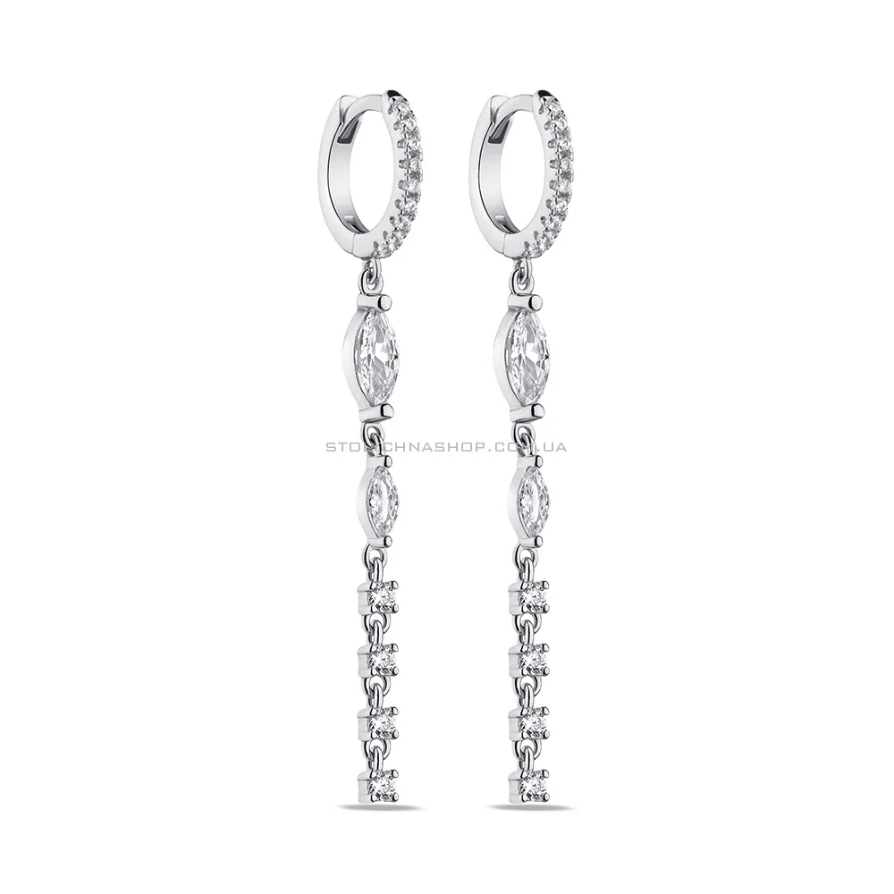 Срібні сережки-кільця з фіанітами (арт. 7502/9185/10) - цена