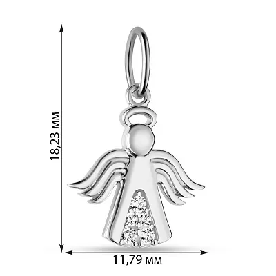 Подвес &quot;Ангел&quot; из белого золота с фианитами  (арт. 424246б)