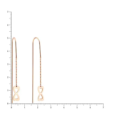 Золоті сережки протяжки «Нескінченність» (арт. 106208)