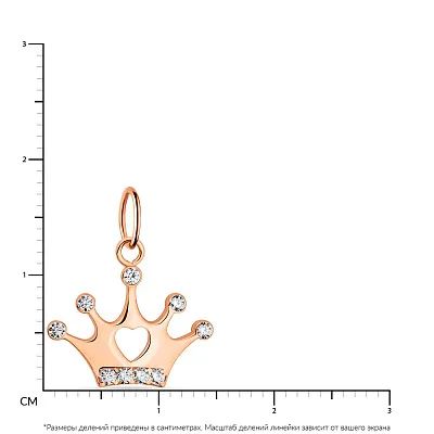Подвес из красного золота &quot;Корона&quot; с фианитами  (арт. 424427)