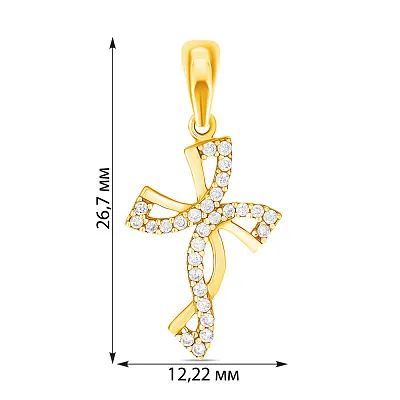 Хрестик з фіанітами з жовтого золота (арт. 421589ж)