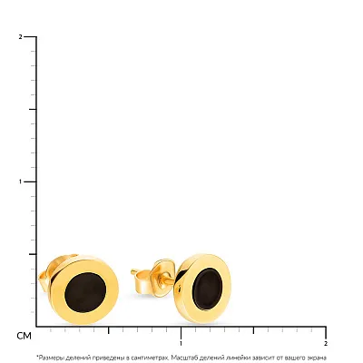Золотые серьги пусеты с эмалью (арт. 104409жеч)
