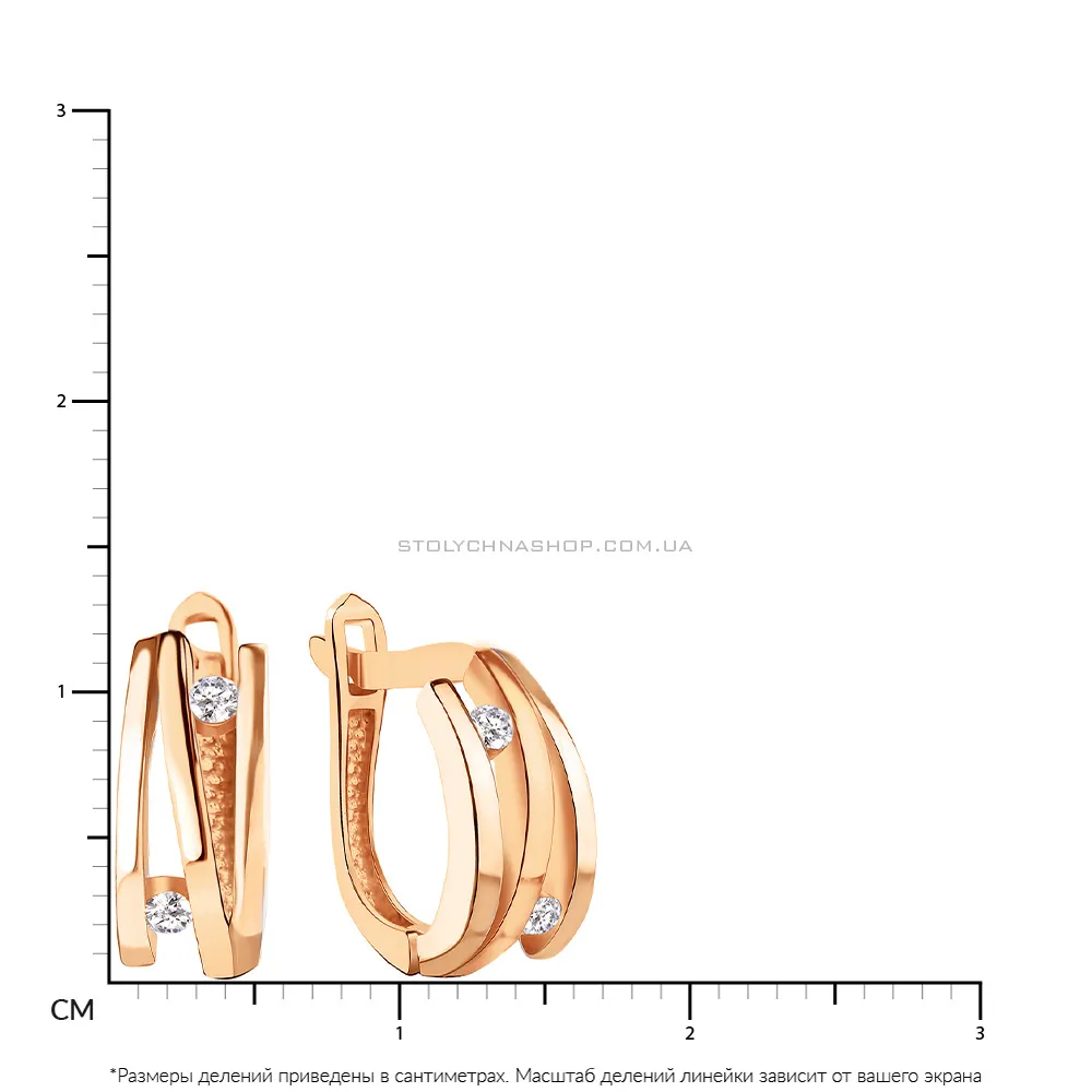 Золотые серьги с фианитами (арт. 107023) - 2 - цена