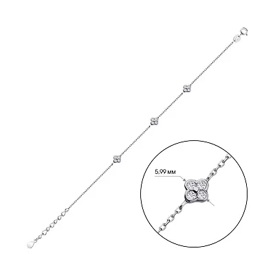 Браслет зі срібла "Клевер" з фіанітами (арт. 7509/3254)