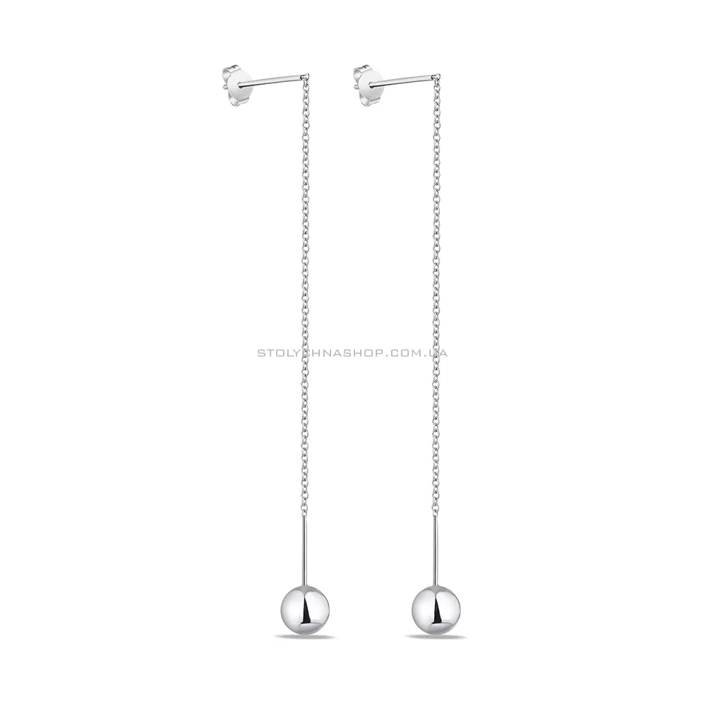 Довгі сережки зі срібла з кульками (арт. 7518/6449) - цена