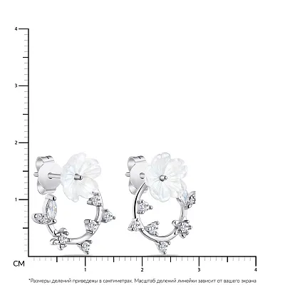 Серебряные серьги-пусеты с керамическим цветком  (арт. 7518/6147кмб)