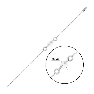 Срібний браслет з керамікою і фіанітами (арт. 7509/6629б059)