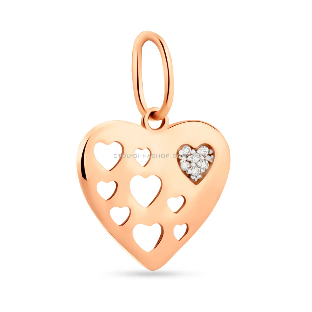 Золотий кулон Серце з фіанітами (арт. 424721/10) - цена