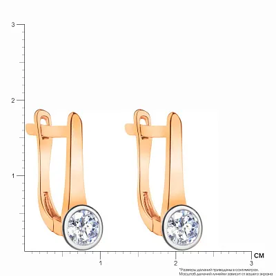 Золотые сережки в комбинированном цвете металла (арт. 107186кб)