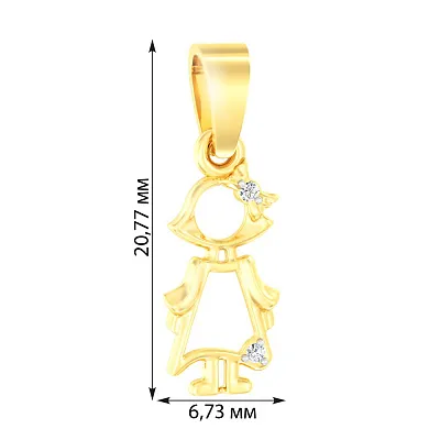 Золота підвіска «Дівчинка» в жовтому кольорі металу з фіанітами (арт. 440553ж)