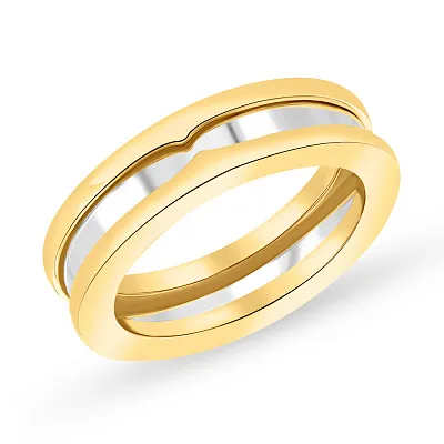 Золотое кольцо в комбинированном цвете металла  (арт. 155217/3жб)