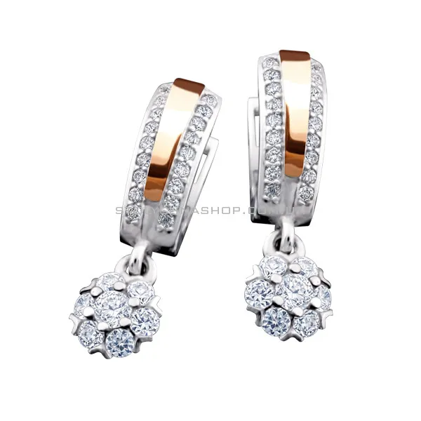Срібні сережки з підвісками і фіанітами (арт. 7202/200С) - цена