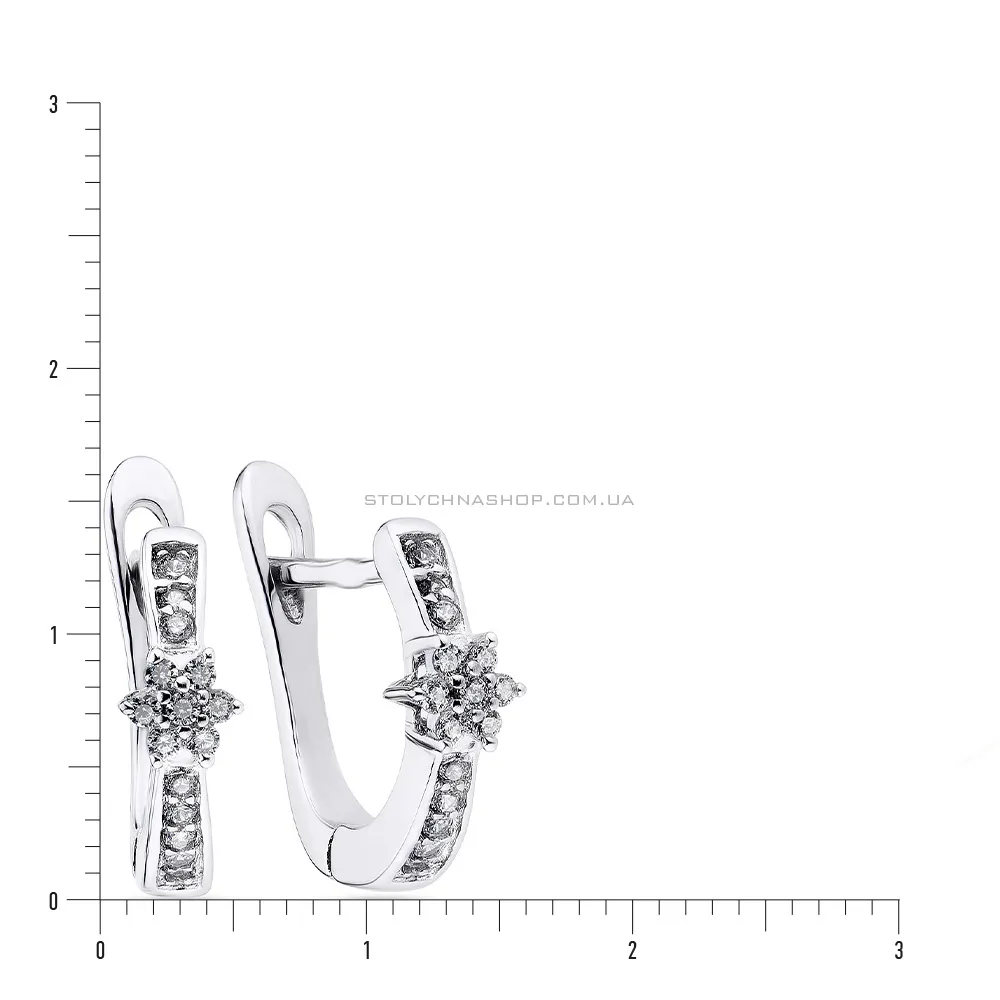 Срібні сережки «Квіти» з фіанітами (арт. 7502/3652) - 2 - цена