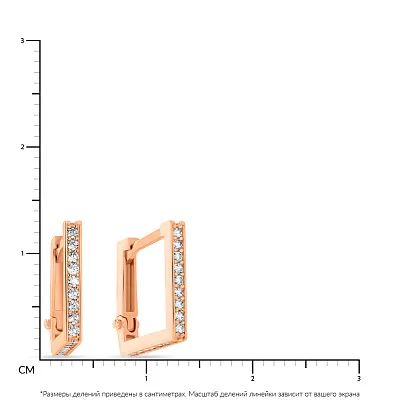 Сережки з червоного золота з доріжкою з фіанітів  (арт. 109001/10)