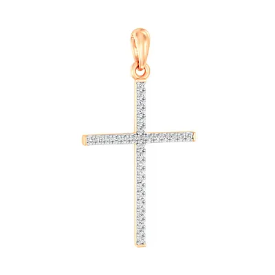 Золотой крестик с бриллиантами  (арт. П011193015)