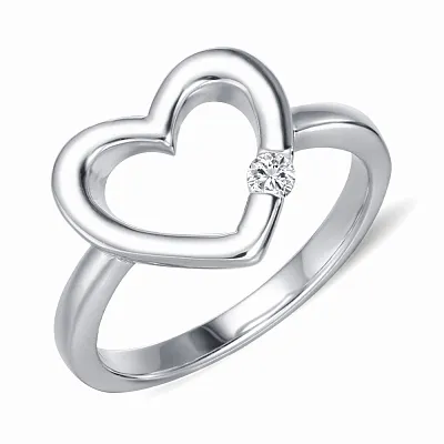 Серебряное кольцо «Сердечко» с фианитом  (арт. 7501/4252)