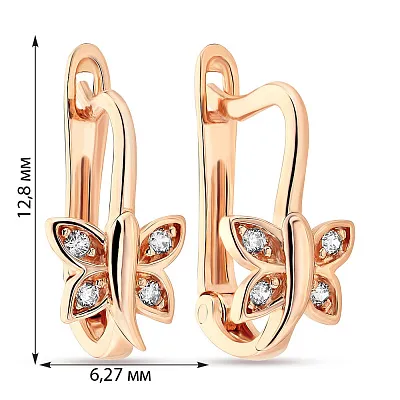 Золотые детские серьги «Стрекоза» с фианитами (арт. 106566)