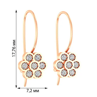 Дитячі золоті сережки «Квіточки» з фіанітами (арт. 110473)