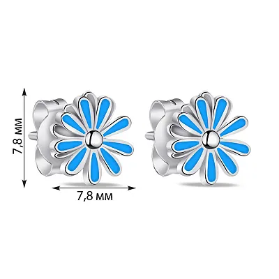 Срібні сережки з блакитною емаллю (арт. 7518/6723ег)