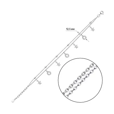 Браслет срібний з підвіскою і фіанітами (арт. 7509/4081)