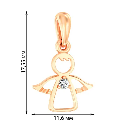 Підвіска «Янгол» з червоного золота з фіанітом (арт. 440646)