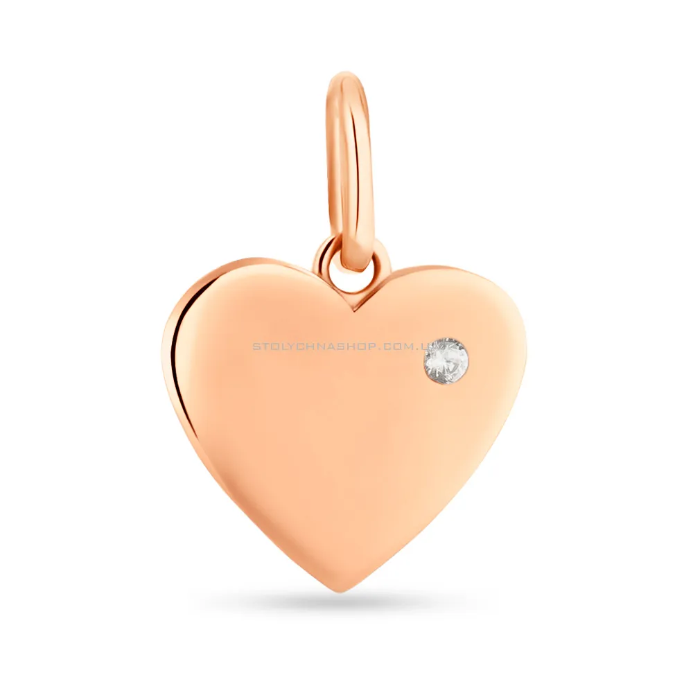 Золотой кулон Сердце с одним фианитом (арт. 424730) - цена