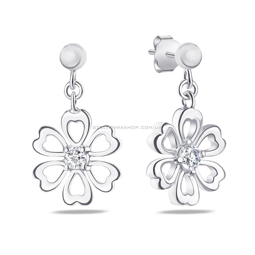 Срібні сережки «Квіти» з фіанітами (арт. 7518/5280) - цена