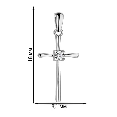 Хрестик з білого золота з діамантом (арт. 3101446202)