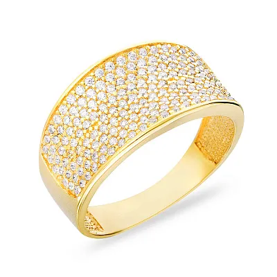 Золотое кольцо в желтом цвете металла с фианитами (арт. 140334ж)