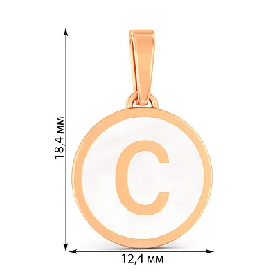 Золотой кулон Буква С с эмалью (арт. 440992еп)