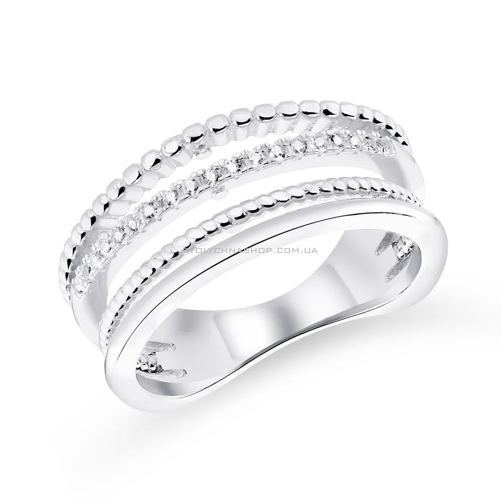 Тройное кольцо из серебра с фианитами  (арт. 7501/5612)